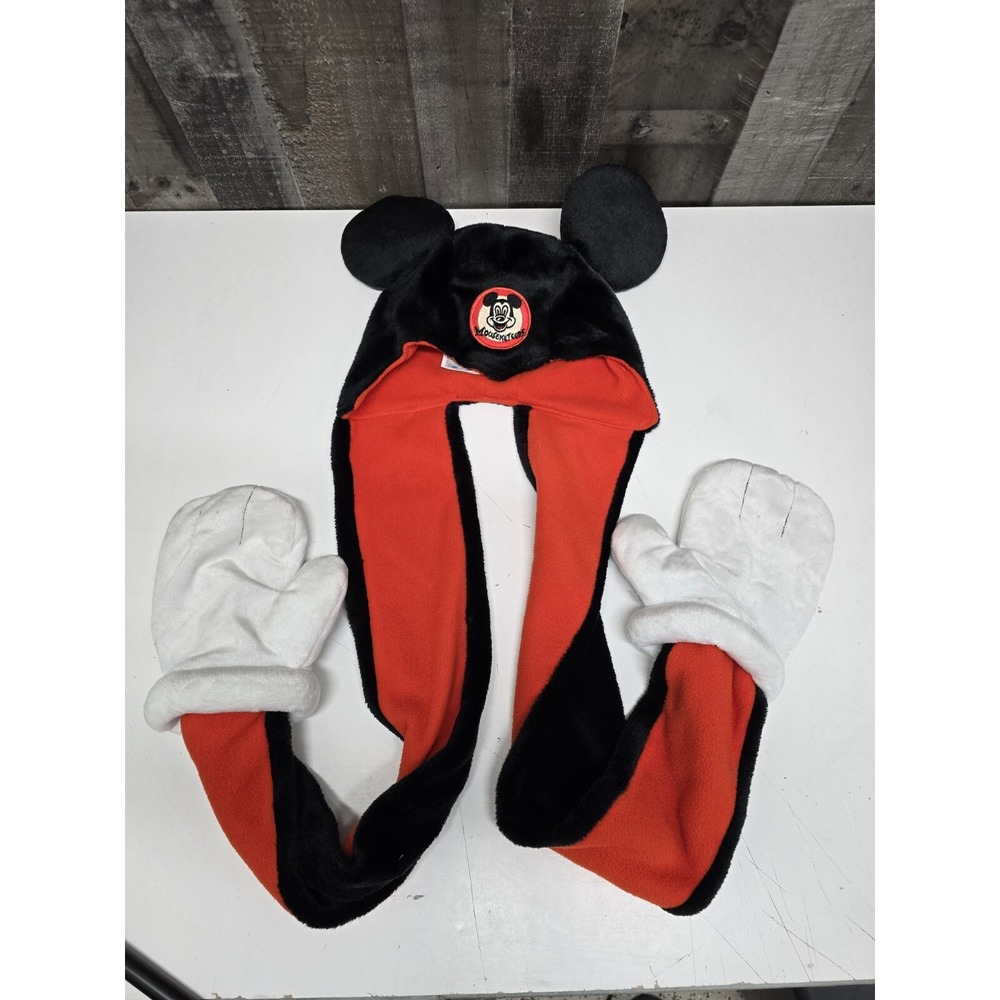 Disney Parks Mickey Mouse Hat Club Official Mouseketeer W/ Ears Scarf Mittens